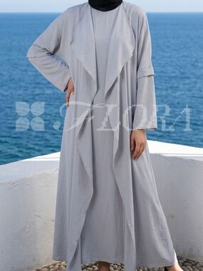 Light Gray Ruffled Maxi Kimono